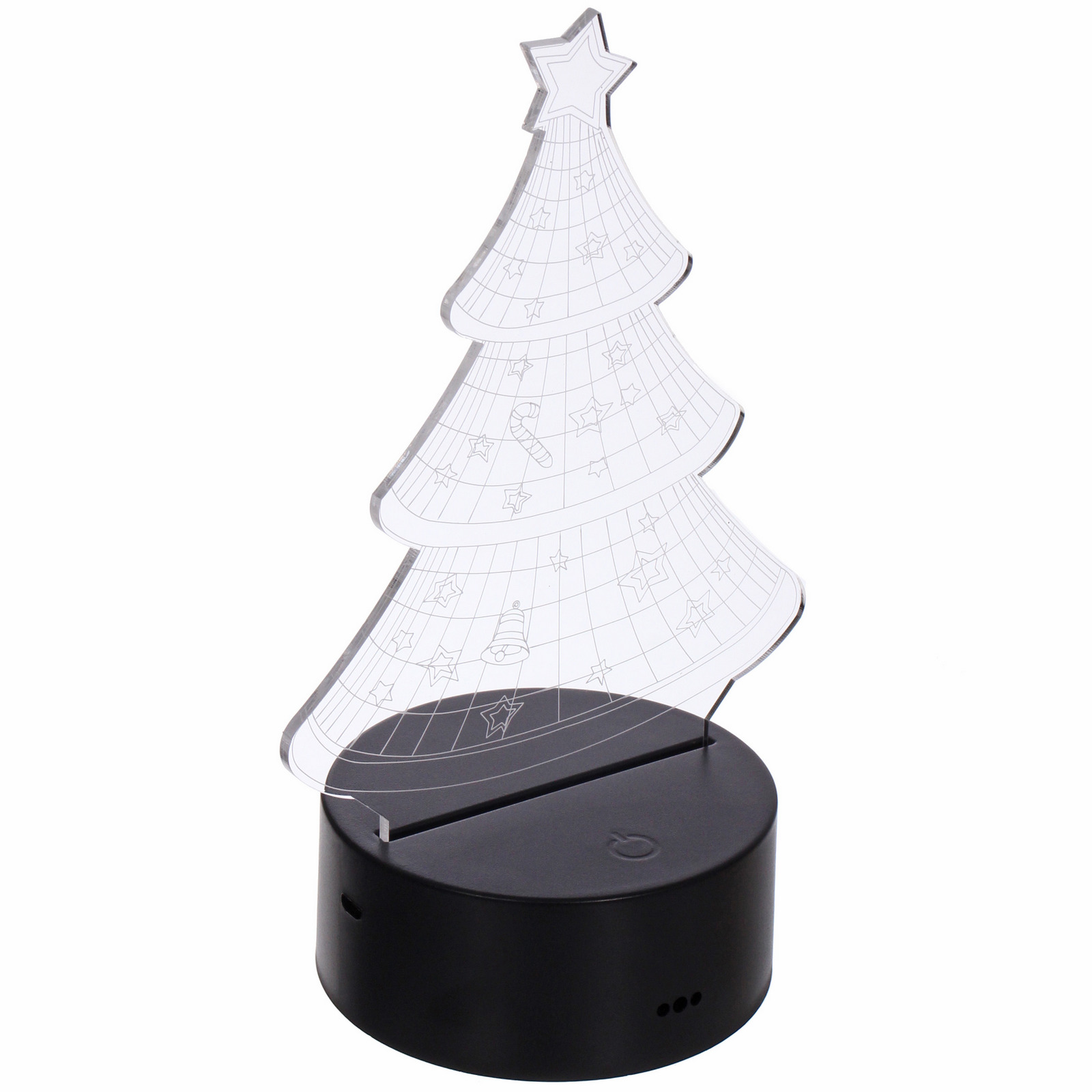 Светильник ночник "3D-Ёлочка" на пластиковой подставке, с включателем USB