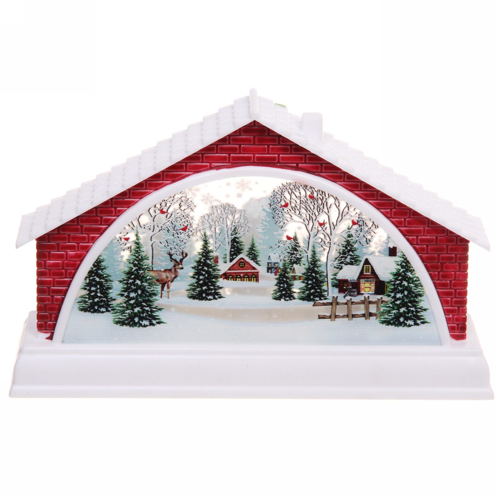 Сувенир с подсветкой "Домик с сказочными гостями" 15,5*4*9,5 см (работает от 2х батареек ААА)