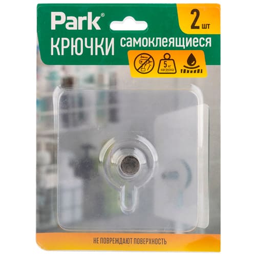 Крючки самоклеящиеся винтовые для полок/картин плоские, 2 шт