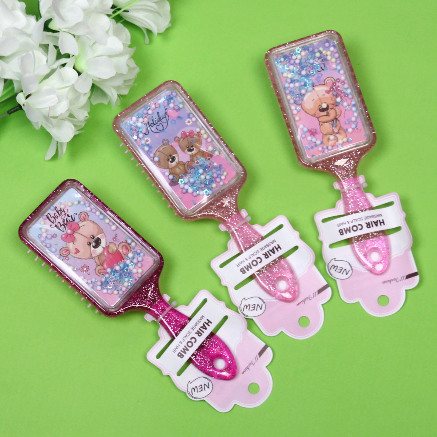 Расческа массажная "Baby House Boom", микс 4 вида Мишки, 18,5*6см