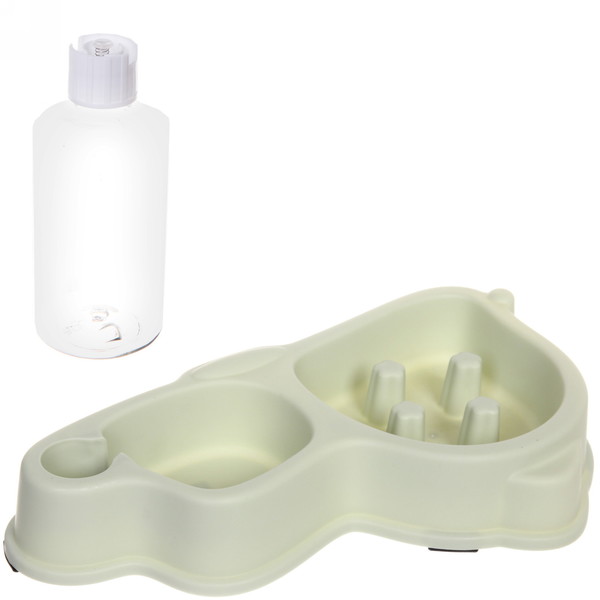 Миска пластиковая для медленного кормления с автопоилкой "Колор-Один дома" 33*18*17,5см 320мл цвет нежно-зеленый