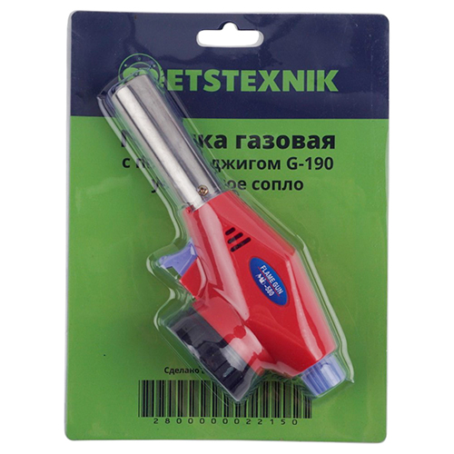 Горелка газовая на баллон 220гр, с пьезоподжигом G-0580-1, усиленное сопло 1/100