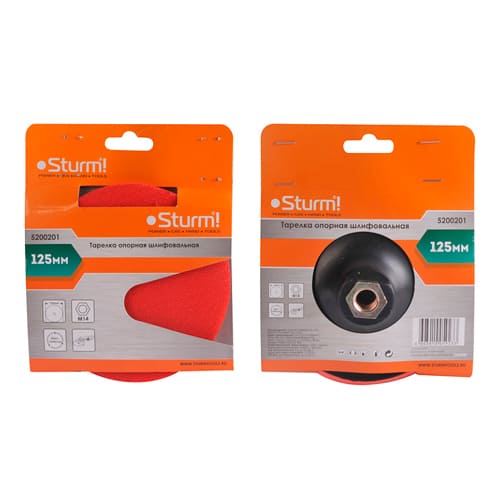 Тарелка опорная шлифовальная с липучей основой Velcro, 125мм, M14 STURM 5200201