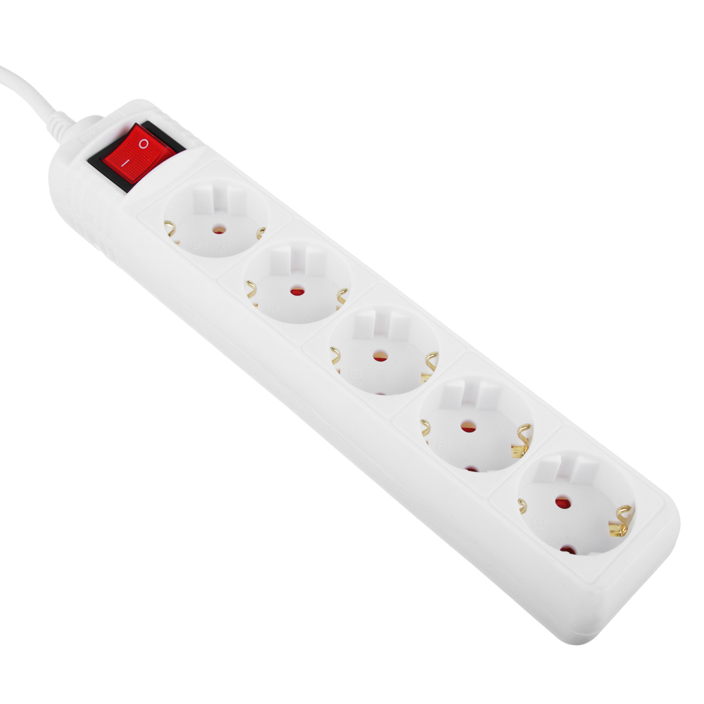 FORZA Удлинитель 5 гнезд, 3м, с зазем и выкл., евро, с защит. шторками, 16A, 3500Вт