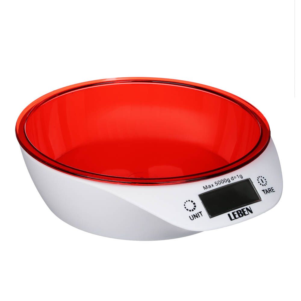 Весы кухонные электронные c чашей LEBEN, макс.нагрузка до 5кг (точн. измер. 1 гр)