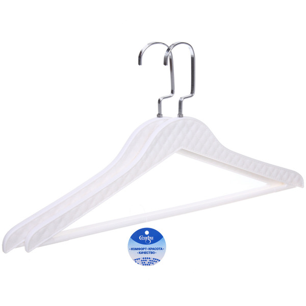 Плечики для одежды 2шт "ФРАТТО", цвет белый, 44*24см (Лейбл Селфи) имитация под кожу