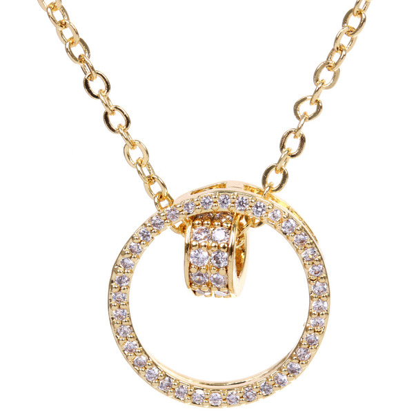 Подвеска из гиппоалергенного сплава со стразами "БЭЛЛА", цвет серебро и золото, d-20см/1,5см