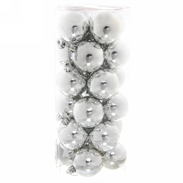 Новогодние шары 5 см (набор 24 шт) "Глянец", серебро