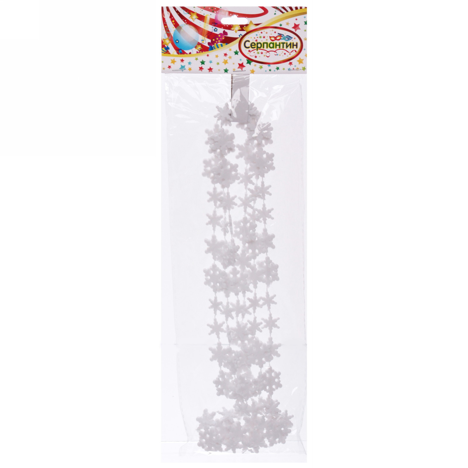 Бусы на ёлку 2,0 м "Снежинки", Белый