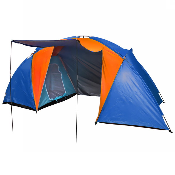 Палатка кемпинговая Jesolo-4 двухслойная, (150+130+150)*220*170 см, цвет оранжево-синий