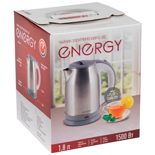 Чайник элек. 1,8л. , ENERGY E-202, диск, стальной, 1/12