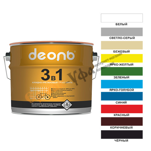 Грунт-эмаль 3в1 коричневый 3кг по ржавчине быстросохнущий (ДЕОЛЬ) ГОСТ (1/4)