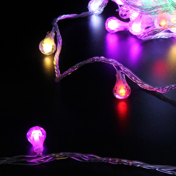 Гирлянда для дома НИТЬ "Сияющая капля" 10 м 60 ламп LED, прозр.пров, 8 реж,IP-20, Мультицвет (возможность соединения)