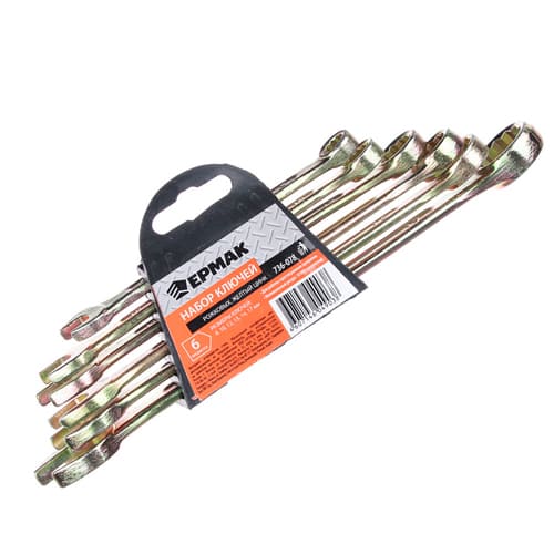 Ключ рожково-накидной набор 6пр ЕРМАК, желтые, 8-17 мм, , 736-078, 1/60