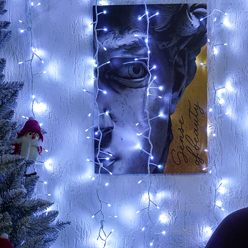 Гирлянда занавес светодиодный уличный белый кабель 2*2м белый