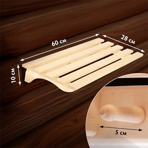 Полка для бани 3 крючка с вешалкой 60х28х10см, липа, Банные штучки, 1/5