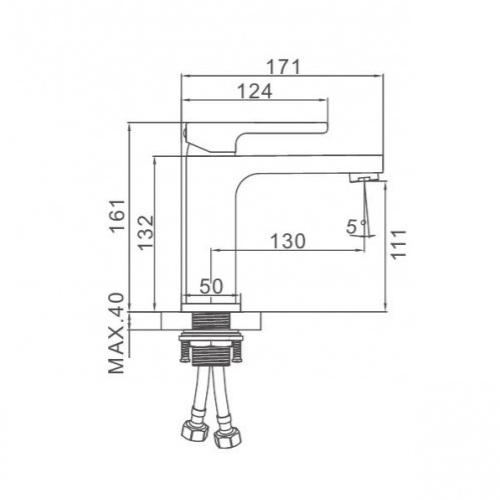 Смеситель для раковины с гайкой K11027D оружейная сталь