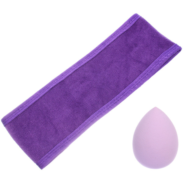 Набор косметический повязка и спонж "FRIDA", цвет фиолетовый, 17,5*7см