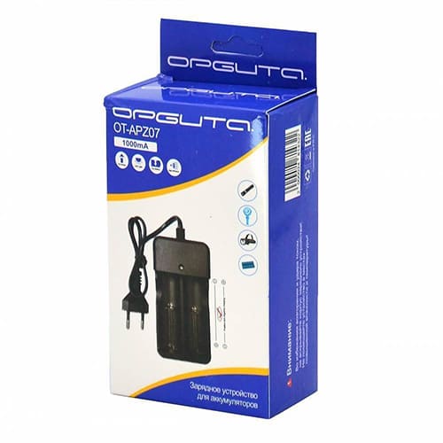 Зарядное устройство для аккумуляторов 2 гнезда Орбита OT-APZ07 (18650/26650, 220 В)
