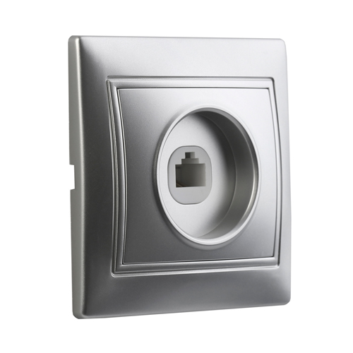 Розетка компьютерная RJ-45 1-местная серебро "Венера" (SBE-01s-S1-RJ)