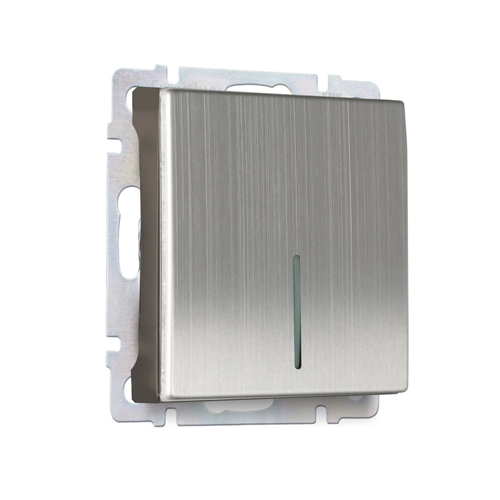 Выключатель проходной 1-клавишный с индикатором 10А серый никель "Нептун" (SBE-05gn-10-SW12-1)