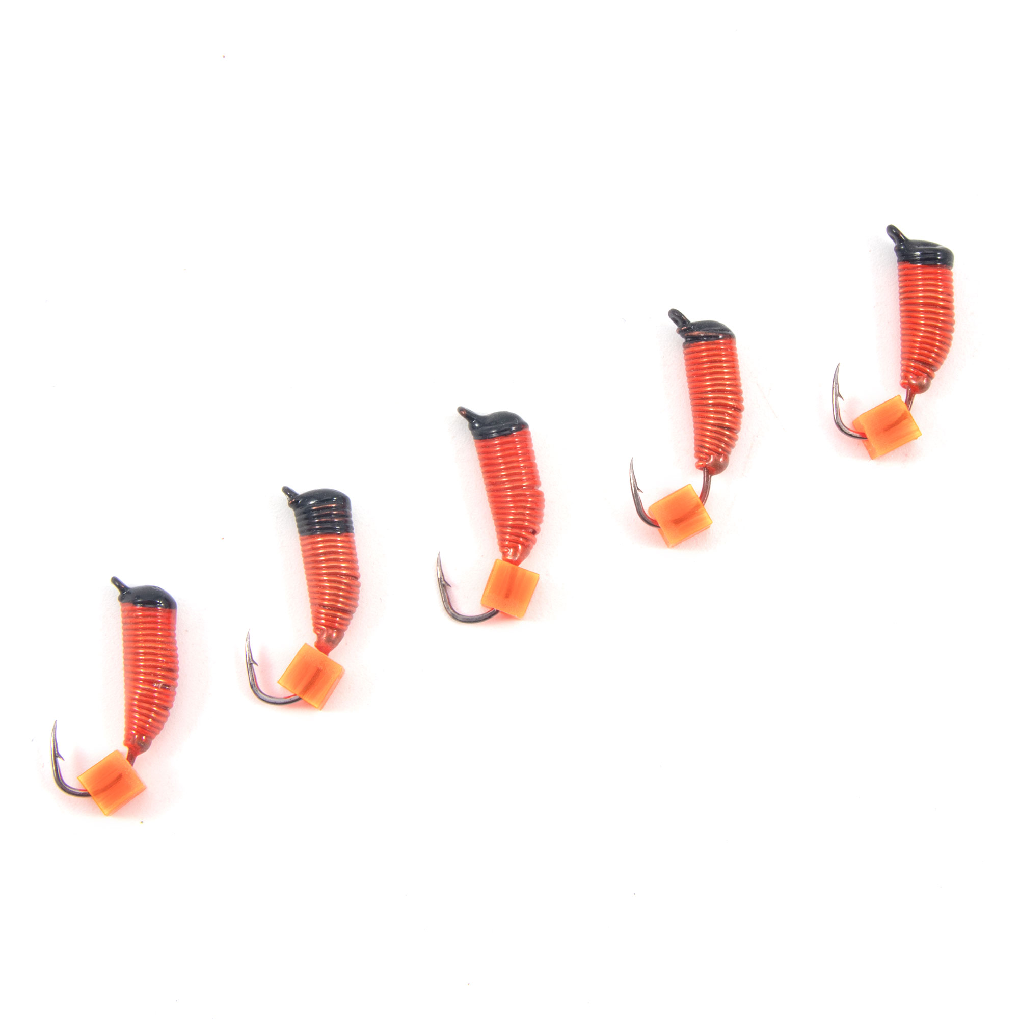 Мормышка вольф. безнасадочная "ЯМАН" Ручейник №7, d-2,5 мм, L-9.5 мм, вес 0,90 гр., фц. красный куби