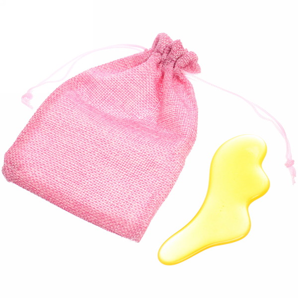 Массажер для лица и шеи декольте Лопатка "Gua sha", волна, цвет кораловый, в холщевом мешочке,10*4см/16,9гр