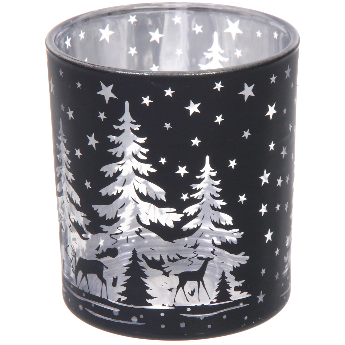Подсвечник "Снежный лес" 7*7,8 см, Черный