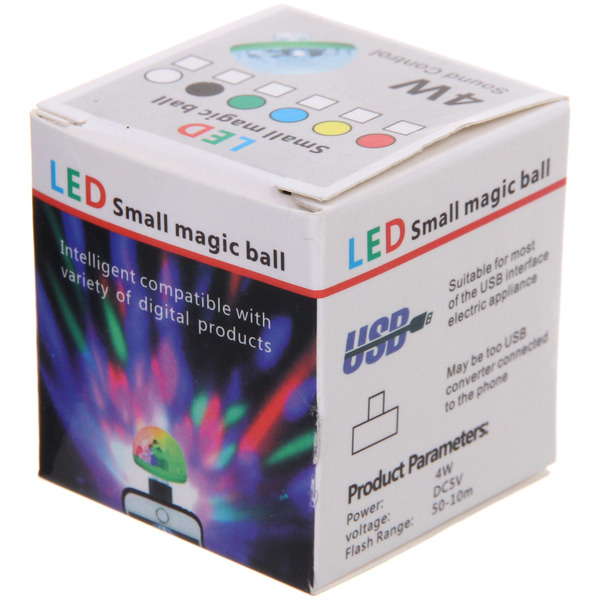 Диско-шар mini "Каледоскоп", LED (красный, зеленый, синий), переходник USB для iPhone