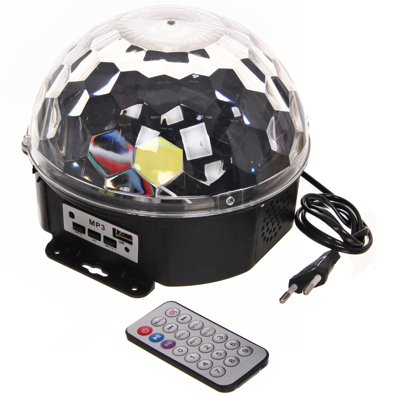 Диско-шар светодиодный  "Каледоскоп", LED (красный, зеленый, синий), USB+mp3+пульт (220V)