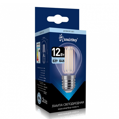 Лампа светодиодная LED FIL Smartbuy-G45-12Вт/4000К/E27 SBL-G45F-12-40K-E27