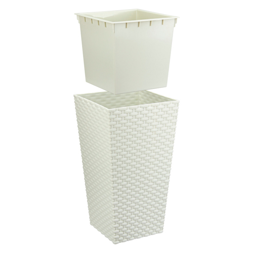 Кашпо IDEA РОТАНГ М 3087, 260х260х457 мм, белый ротанг