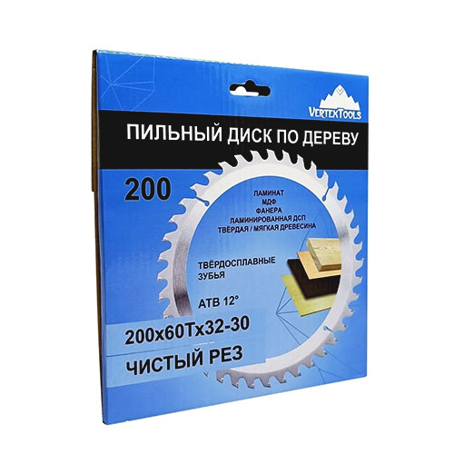 Диск пильный  по дереву, 200х60Тх32-30 vertextools 200-60-32