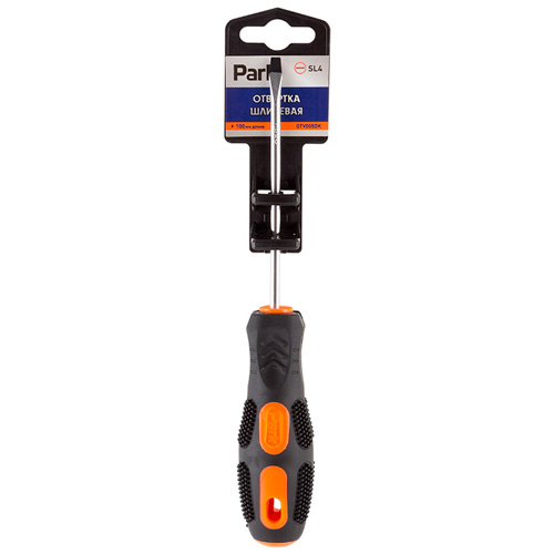 Отвертка Park Strom SL4х10см, двухкомпонентная рукоятка OTV005K, шлицевая