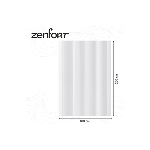 Штора для ванной Zenfort "Жаккард" полиэстер 180х200 см, 12 колец, с утяжелителем, белый