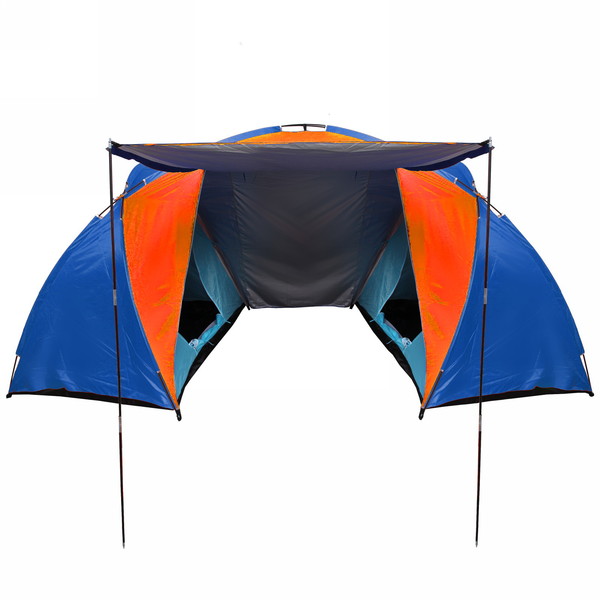 Палатка кемпинговая Jesolo-4 двухслойная, (150+130+150)*220*170 см, цвет оранжево-синий