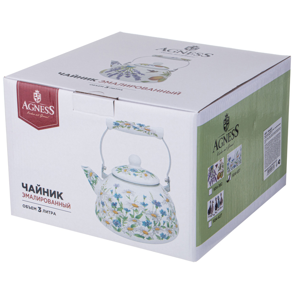 ЧАЙНИК AGNESS ЭМАЛИРОВАННЫЙ СЕРИЯ, SENTIMENT,  3 Л