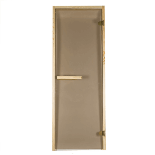 Дверь из стекла БАННАЯ ЛИНИЯ 1,9 х 0,7 м, бронза 6 мм, коробка из хвои, 2 петли, ручка