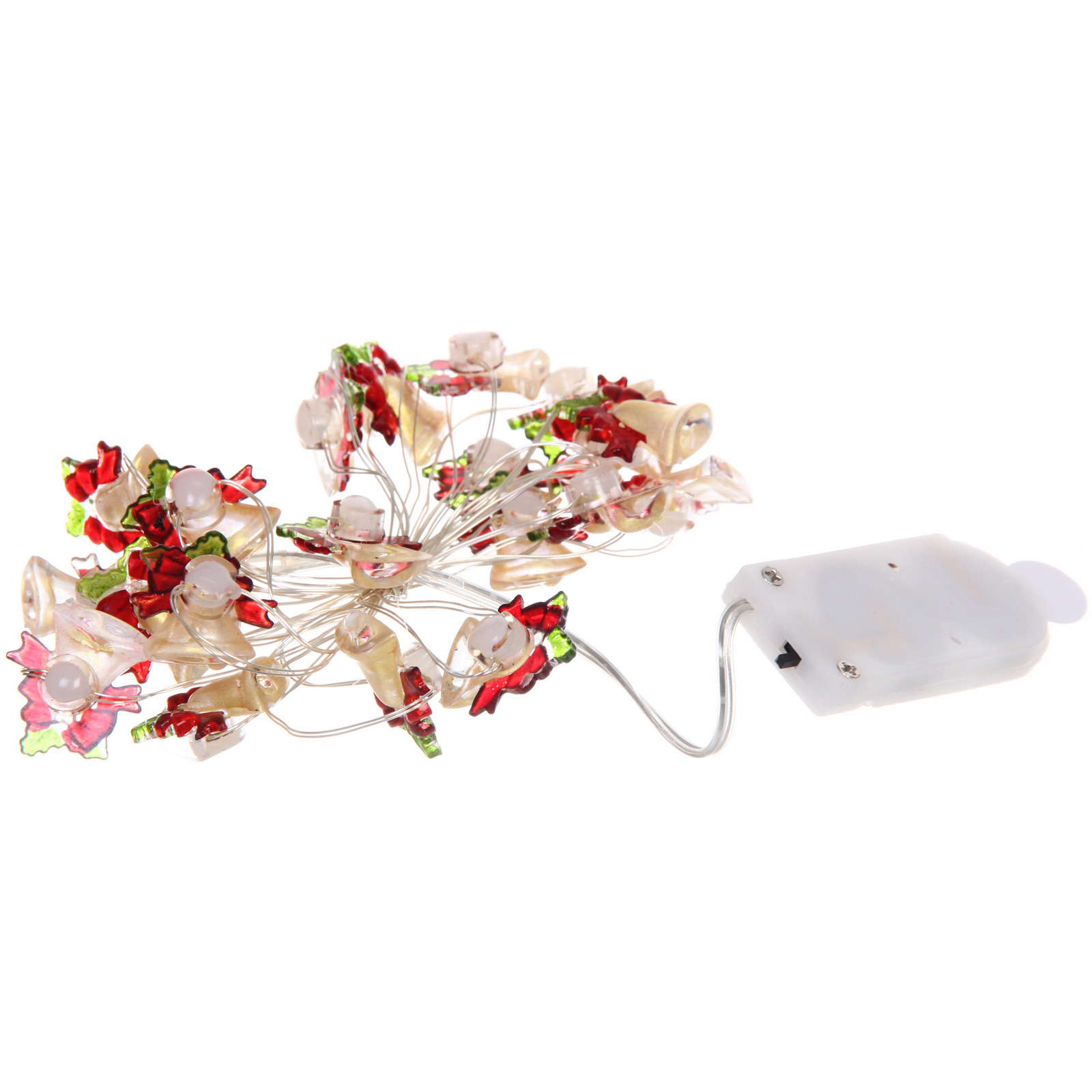 Гирлянда для дома "Колокольчик"(2*2см) на батарейках 2,0 м 20 ламп LED, 1 реж., IP-20, Теплый белый (батарейки CR2032)