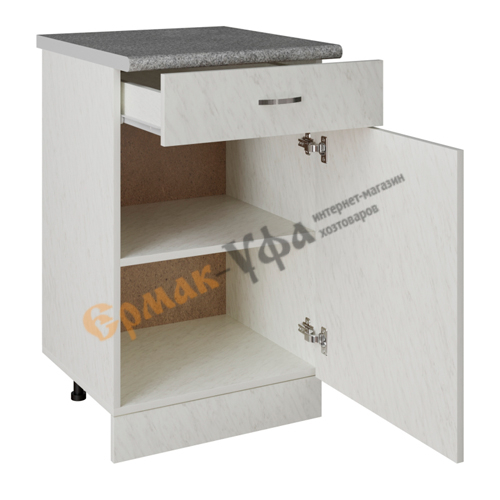 Стол разделочный 50 ЛДСП, белый мрамор, 1 ящик, 1/1