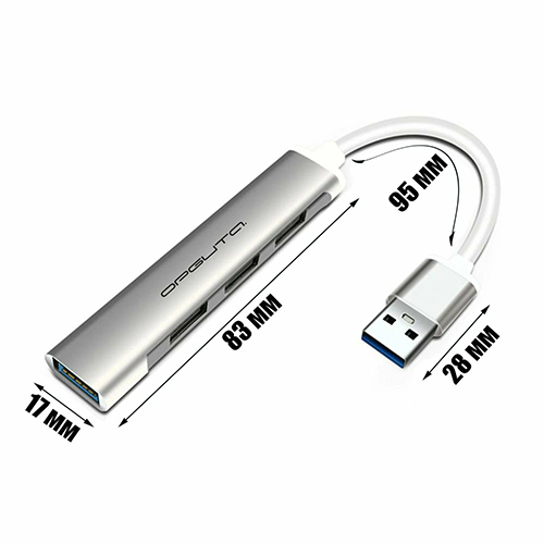 Концентратор USB 2.0 Орбита OT-PCR17 (4*USB), серебро
