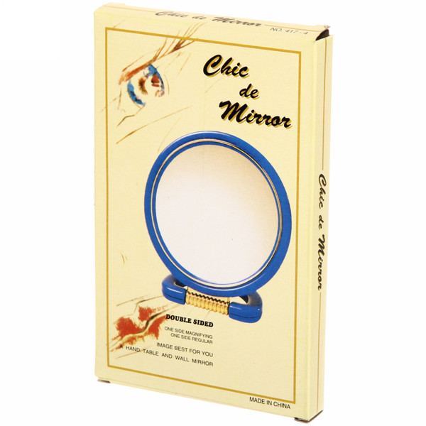 Зеркало настольное двухстороннее в пластиковой оправе "Янтарь" круг, подвесное d-9см (Стикер на минивложение12шт)