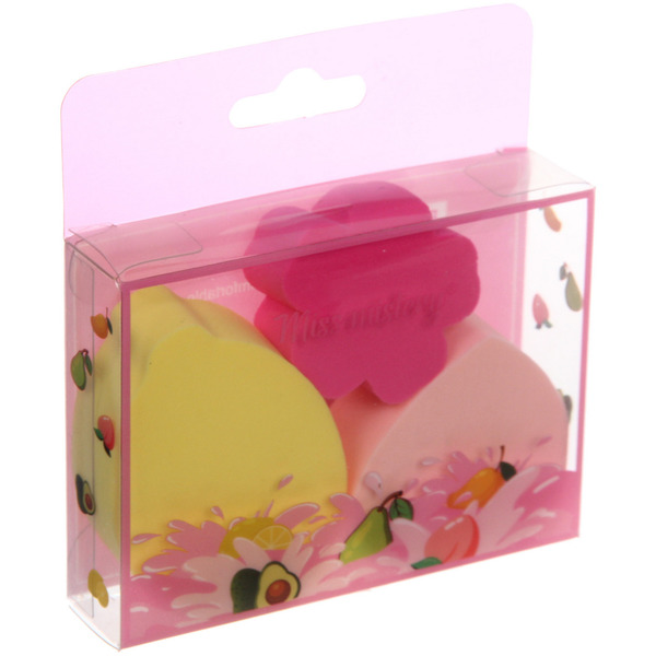 Спонжи для макияжа 3шт "ЭФФЕКТО", тропики, цвет микс, 8,2*6*2см