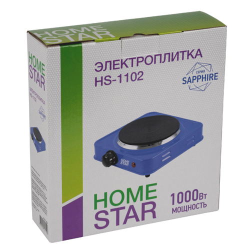 Электроплитка HOMESTAR HS-1102, чугун, сапфир