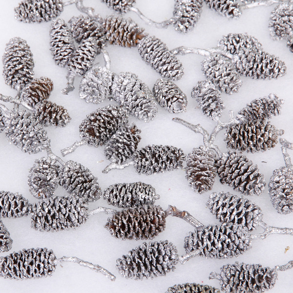 Композиция для декора "Блестящие шишки" 11*11*12 см (150 гр), серебро