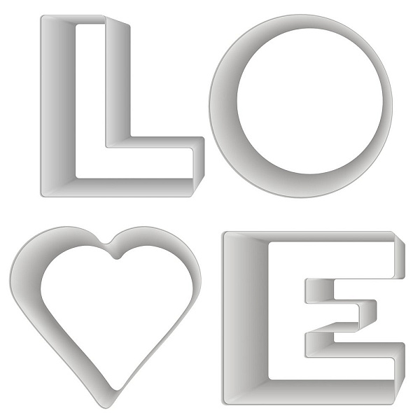 Набор кулинарных форм "LOVE". 4 шт. Размеры 6~7х7 см. 