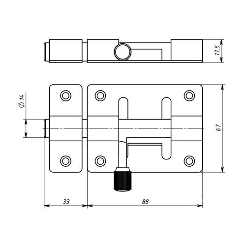 Засов Симеко ЗЩ 032 медь круглый, 50