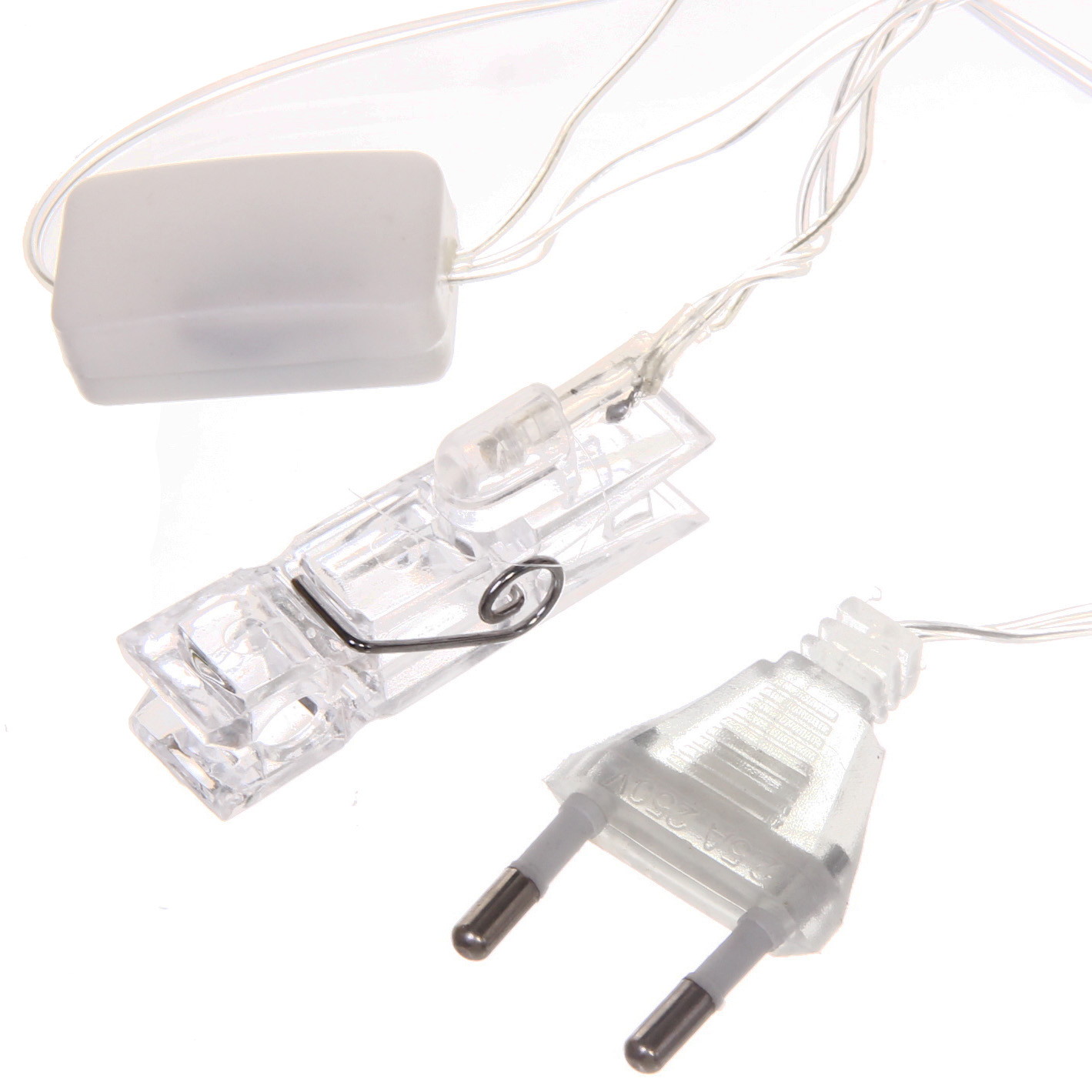 Гирлянда для дома   4,0 м 20 ламп LED с насадками ПРИЩЕПКА, прозрач.провод, IP-20, Теплый белый