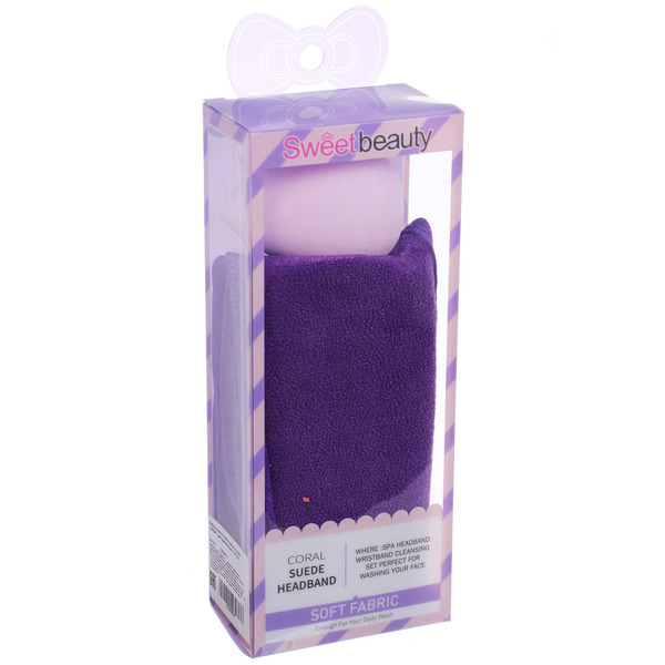 Набор косметический повязка и спонж "FRIDA", цвет фиолетовый, 17,5*7см