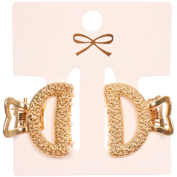 Заколки - крабы для волос на блистере 2шт "КАСКАДА", трапеция, цвет золото и серебро, 2.5*2см (пакет с подвесом)